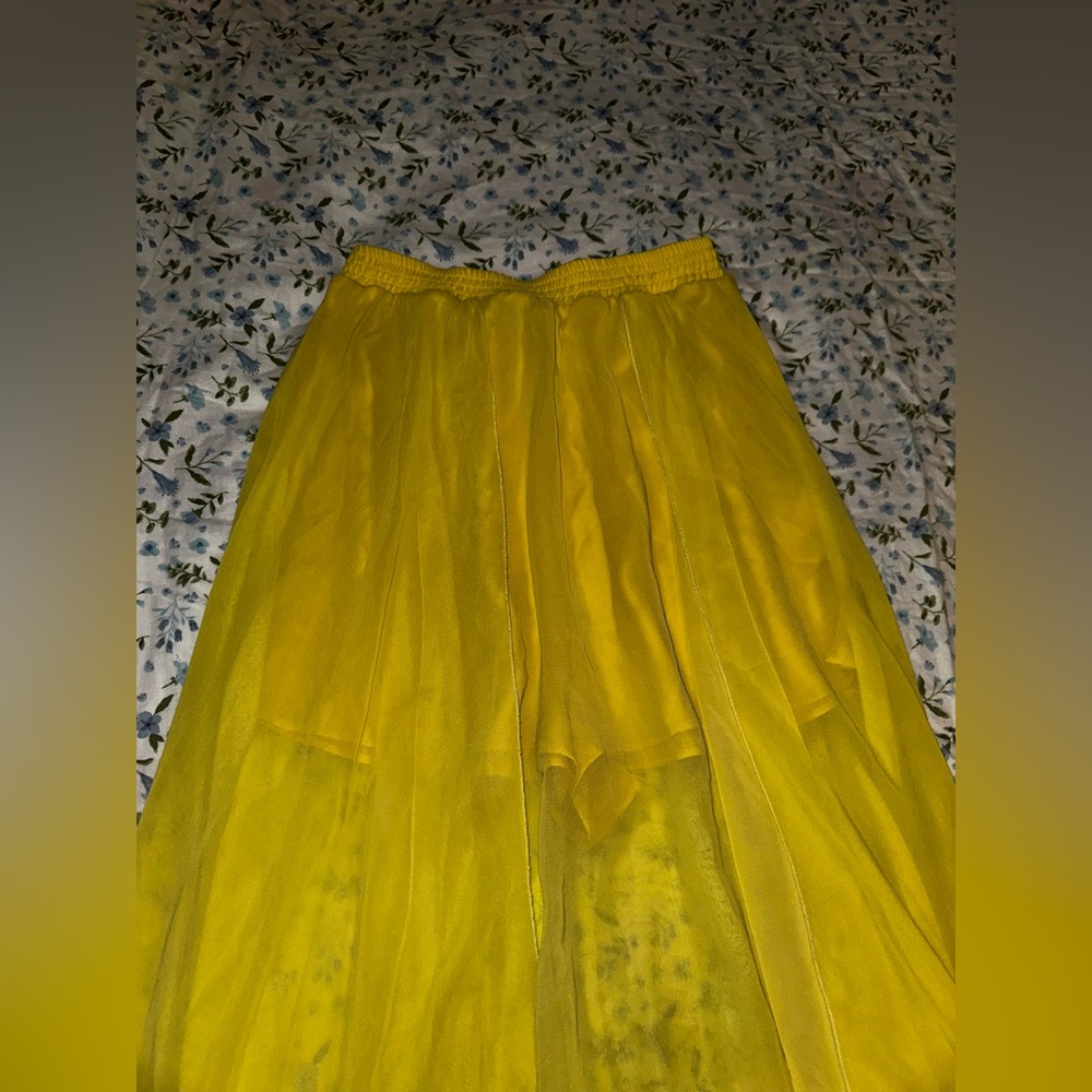 Zara Women Yellow Skirt With Short Underneath Size XS - Picture 4 of 13